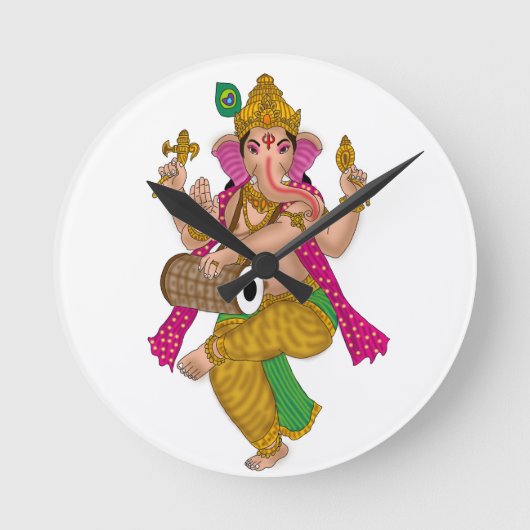 Dancing Ganesha Clock Ronde Klok (Voorkant)