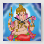 Dancing Ganesha Clock Vierkante Klok (Voorkant)