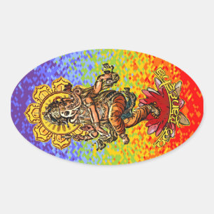 DANCING GANESHA Kleur van kinderen Ovale Sticker