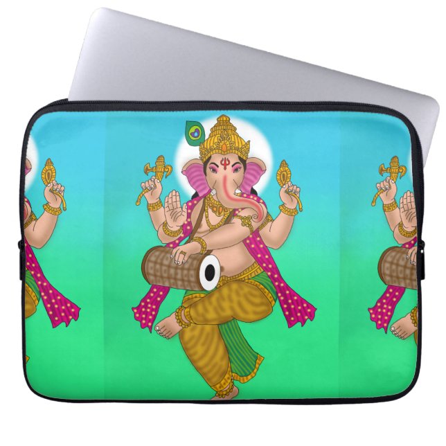 Dancing Ganesha Laptop Cover Sleeve (Voorkant)