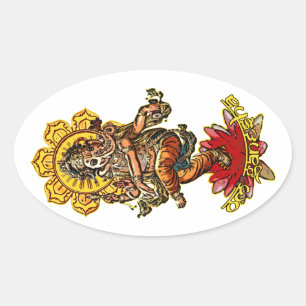 DANCING GANESHA   Maak uw eigen achtergrond Ovale Sticker