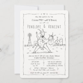 Dancing Geiten Landelijke Bruiloft Kaart