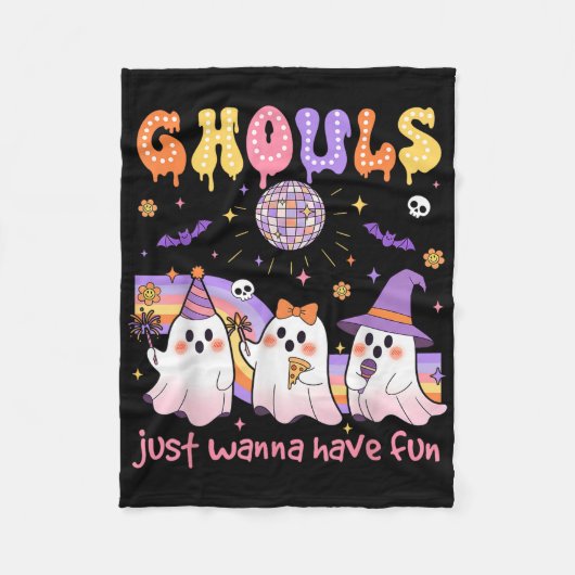 Dancing Ghost Ghouls Just Wanna Have Fun Halloween Fleece Deken (Voorkant)