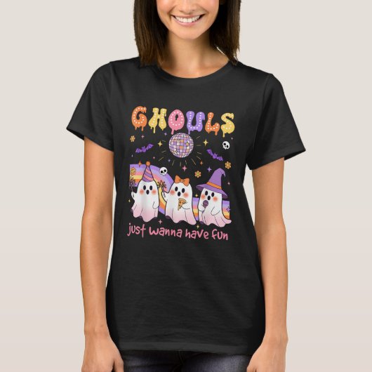 Dancing Ghost Ghouls Just Wanna Have Fun Halloween T-shirt (Voorkant)