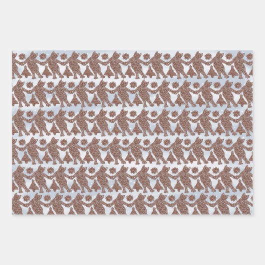 Dancing Gingerbread Cats Gift Wrap (op wit) Inpakpapier Vel (Voorkant 2)