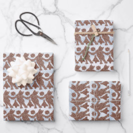 Dancing Gingerbread Cats Gift Wrap (op wit) Inpakpapier Vel