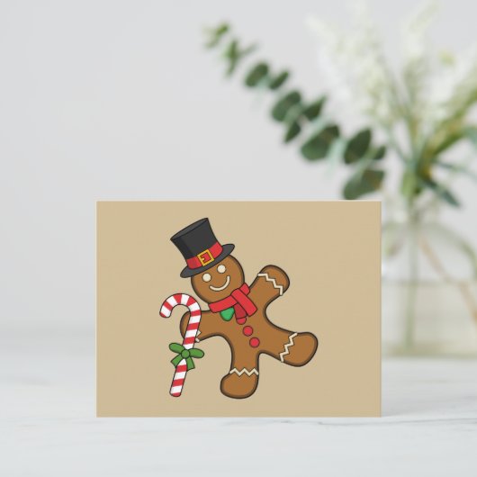 Dancing GingerbrooMan Feestdagenkaart (Staand voorkant)
