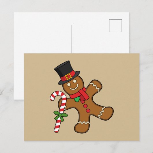Dancing GingerbrooMan Feestdagenkaart (Voorkant / Achterkant)