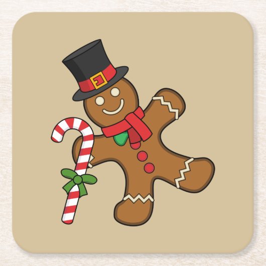 Dancing GingerbrooMan Kartonnen Onderzetters (Voorkant)