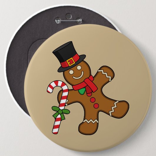Dancing GingerbrooMan Ronde Button 6,0 Cm (Voorkant /achterkant)