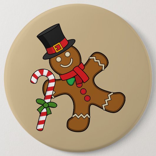 Dancing GingerbrooMan Ronde Button 6,0 Cm (Voorkant)