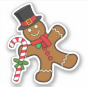 Dancing GingerbrooMan Sticker (Voorkant)
