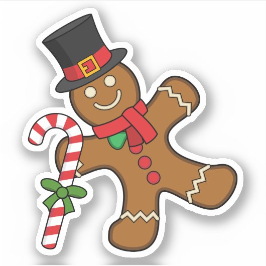 Dancing GingerbrooMan Sticker (Voorkant)