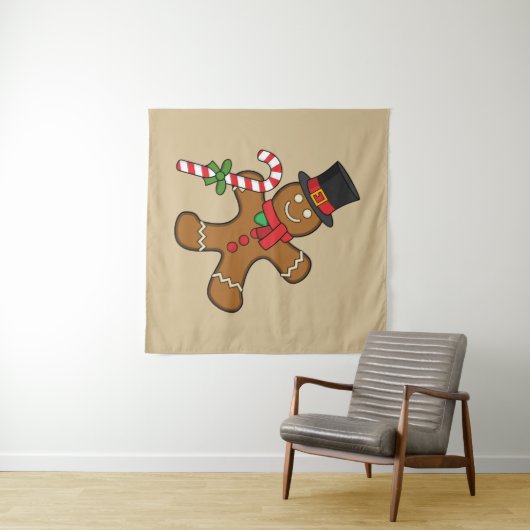 Dancing GingerbrooMan Wandkleed (In Situ (horizontaal))