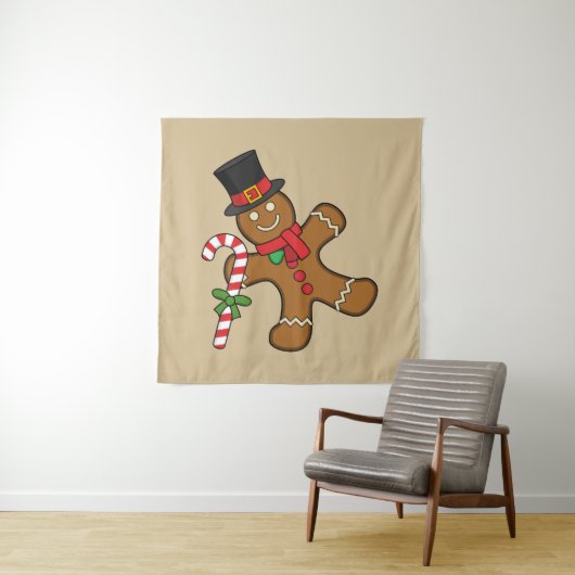 Dancing GingerbrooMan Wandkleed (In situ)