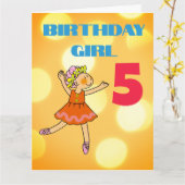 Dancing Girl 5e verjaardag Kaart (Gele Bloem)