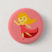 Dancing Girl Emoji Ronde Button 5,7 Cm (Voorkant)