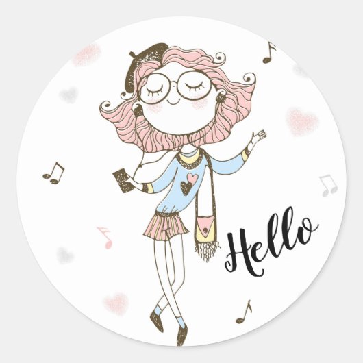 Dancing Girl Ronde Sticker (Voorkant)
