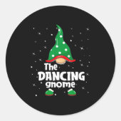Dancing Gnome Family Matching Christmas Funny Paja Ronde Sticker (Voorkant)