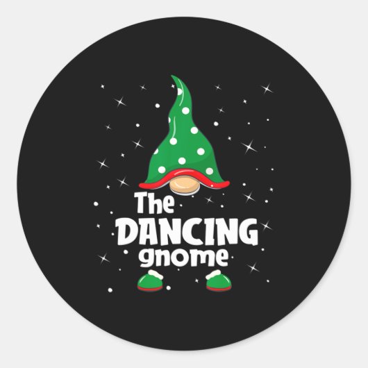 Dancing Gnome Family Matching Christmas Funny Paja Ronde Sticker (Voorkant)