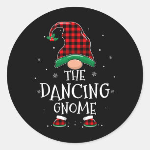 Dancing Gnome Xmas Family Matching Geplaagd Kerstm Ronde Sticker