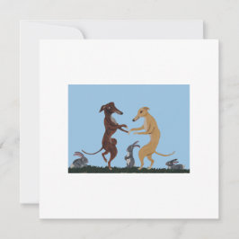 Dancing Greyhounds & Bunny Friends Invitation Bedankkaart