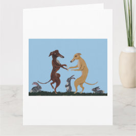 Dancing Greyhounds & Bunny Friends Invitation Bedankkaart