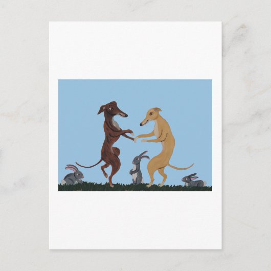 Dancing Greyhounds & Bunny Friends Invitation Briefkaart (Voorkant)