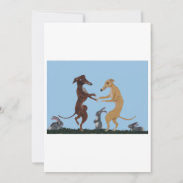 Dancing Greyhounds & Bunny Friends Invitation Kaart