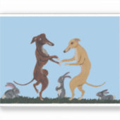 Dancing Greyhounds & Bunny Friends Invitation Sticker (Voorkant)