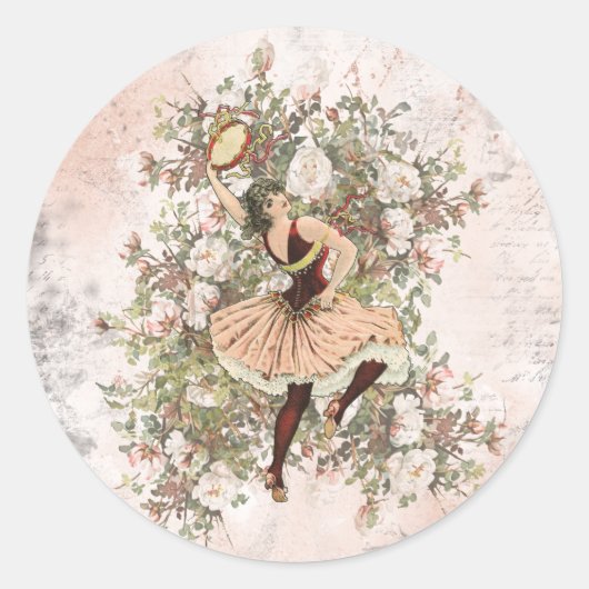  Dancing Gypsy Floral Mix en Match Ronde Sticker (Voorkant)