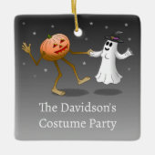 Dancing Halloween Pumpkin and Ghost Keramisch Ornament (Voorkant)