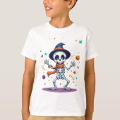 Dancing Halloween Skeleton Kids T-Shirt Fun (Voorkant)
