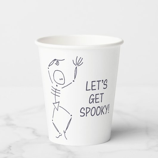 Dancing Halloween Skeleton - wit Papieren Bekers (Achterkant)