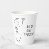 Dancing Halloween Skeleton - wit Papieren Bekers (Voorkant)