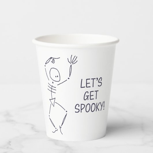 Dancing Halloween Skeleton - wit Papieren Bekers (Voorkant)