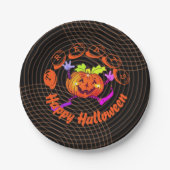 Dancing Happy Pumpkin Halloween  Papieren Bordje (Voorkant)