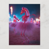 Dancing Horse Skeletons in Pink Tutus Desert Night Briefkaart (Voorkant)