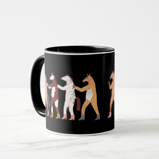 Dancing Horses Whimsical Mug Mok (Voorkant links)