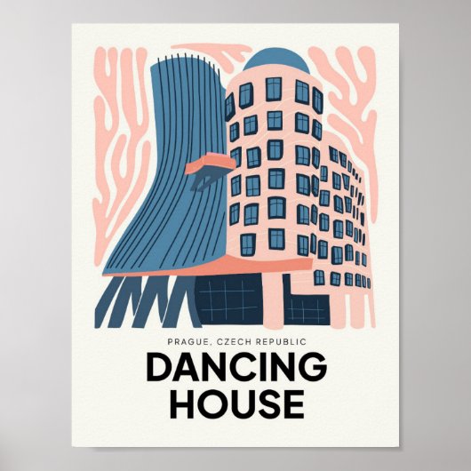 Dancing House Praag Tsjechische abstracte reizen b Poster (Voorkant)