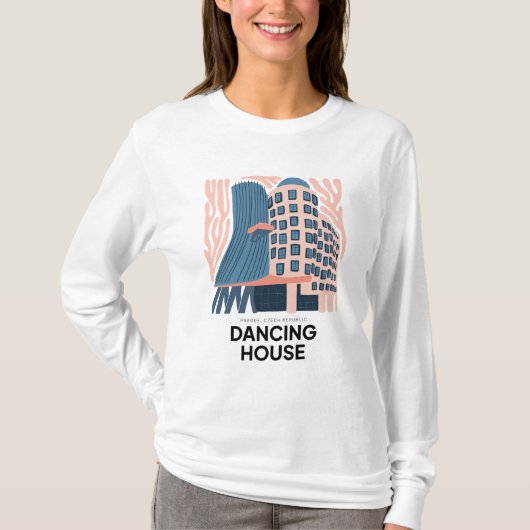 Dancing House Praag Tsjechische abstracte reizen b T-shirt (Voorkant)