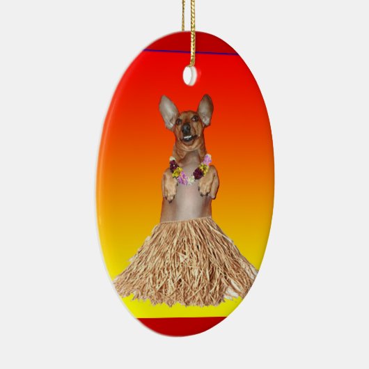Dancing Hula Dachshund Ornament (Rechts)