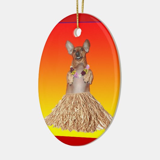 Dancing Hula Dachshund Ornament (Links)