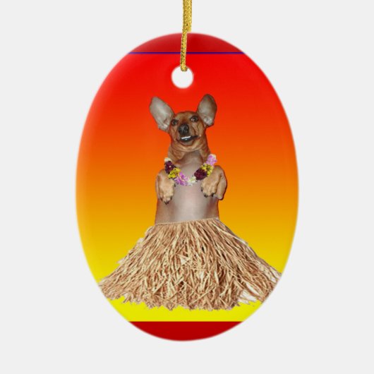 Dancing Hula Dachshund Ornament (Voorkant)
