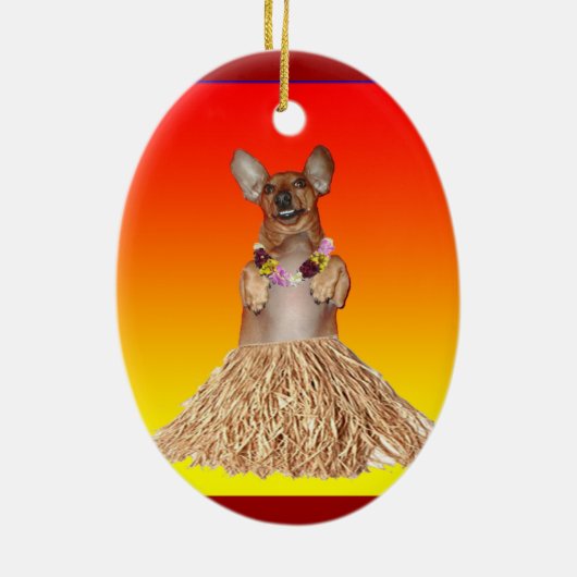 Dancing Hula Dachshund Ornament (Achterkant)
