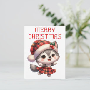 Dancing Husky Pup - Kerst Kaart