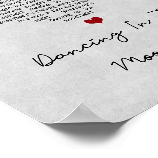 Dancing In The Moonlight Grey Heart Song Lyric Poster (Hoek)