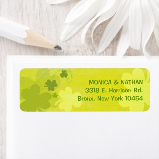 Dancing Irish Shamrocks Wedding Return Address Etiket (Insitu)