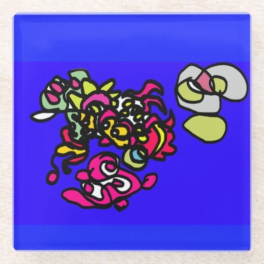 Dancing jellyfishes  glazen onderzetter (Voorkant)