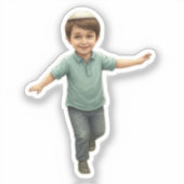 Dancing Jewish Boy – Joyful & Lively Design Sticker (Voorkant)